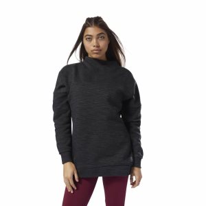 Reebok Training Essentials Marble Oversized Crew Sweatshirt Damen - Schwarz - DE 780-VCA